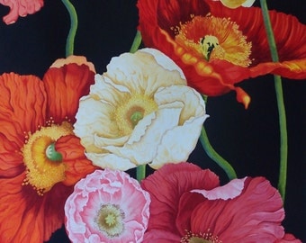 Poppies 1 / Original Watercolour painting 75 x 100cm / By Anne Goodall