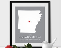... Personalized Couples Gift Wedding City Location Little Rock Gift - Any