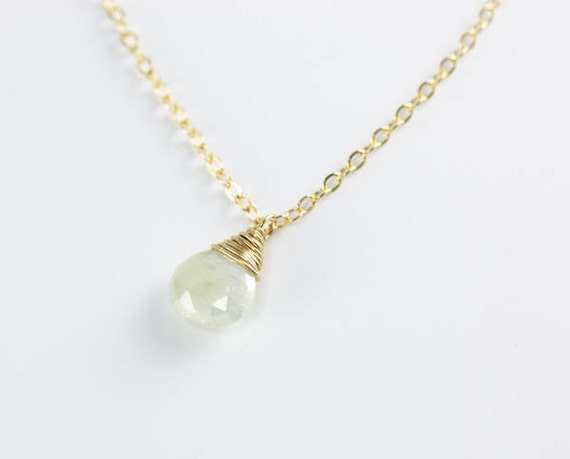 Items Similar To Simple Gold Sapphire Necklace, White Sapphire ...