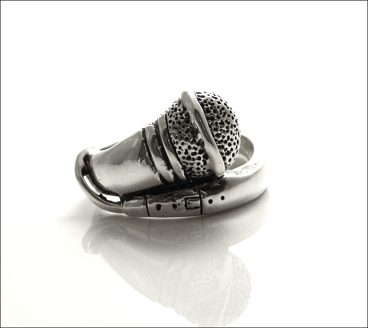Microphone Ring Sterling Silver Singer Very Unique