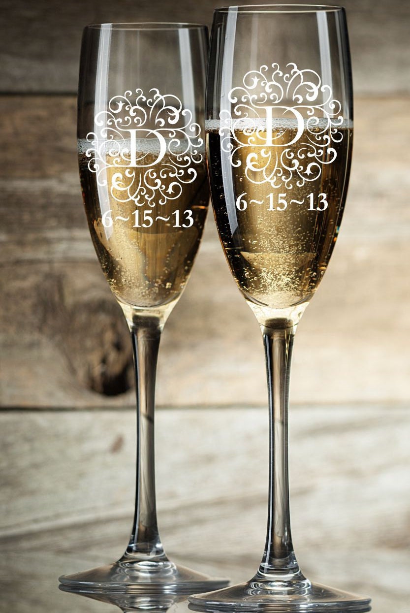 Personalized Champagne Glasses Champagne Flutes Bride And