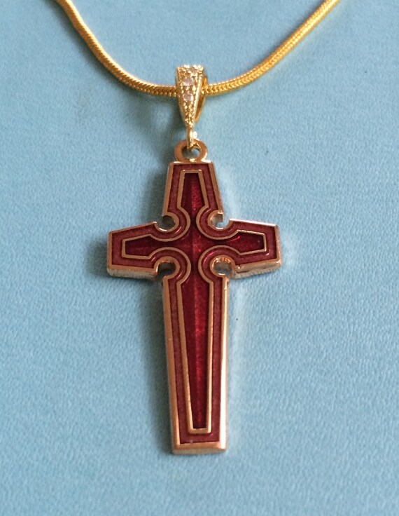 Items similar to Red Celtic Cross Necklace on Etsy