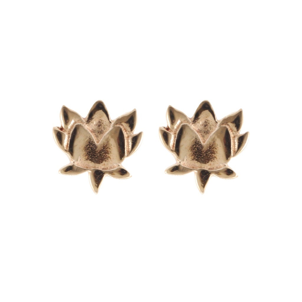 Small Lotus Stud Earrings in Gold Bronze 6700E by ZOEandPIPER