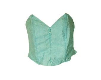 Vintage Turquoise Strapless Bustier. U.K Dress Size 14 D Cup.