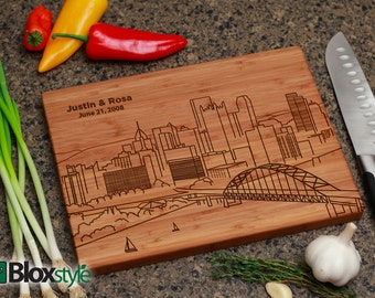 Pittsburgh Skyline Personalized/ Engraved Cutting Board | Personalized Wedding Gift, Pennsylvania Cutting Board,Wedding Gift,City Silhouette
