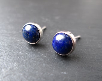 SALE Lapis Lazuli Stud Earrings - Blue Studs, Gemstone Earrings, Blue Stone Studs, Gift Jewellery