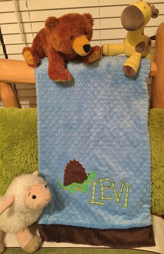 Large Baby Applique Minky Blanket Personalized with Design