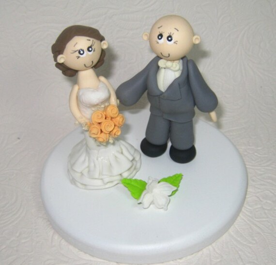 Wedding topper bald groom custom cake topper by CuteToppers