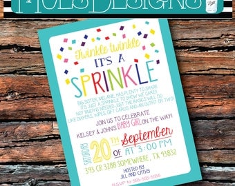 GIRL Version Any Color BABY SPRINKLE Invitation Couples Pink Teal Having One More Baby Shower Twinkle Twinkle Sprinkle 1st 2 Surprise Burlap
