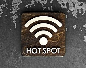 Free Wifi Wireless Internet Sign - 6" x 6" Size - Industrial Modern Sign - Hot Spot