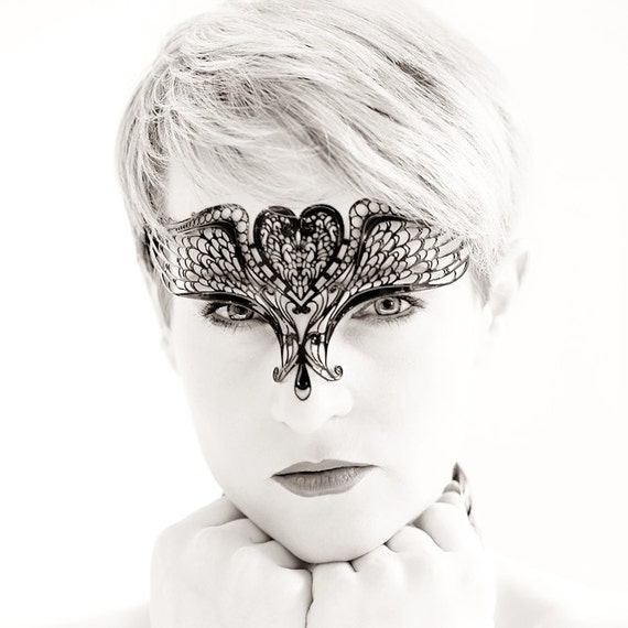 Black Masquerade Mask Simple Half face Mask over by HigginsCreek