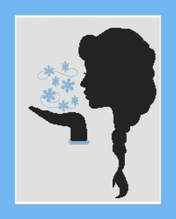 Frozen Elsa Girl Silhouette Counted Cross by InstantCrossStitch