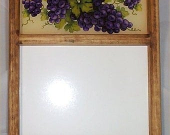 Tuscan Memo Board Grape Message Wall Decoration Glass & Eraseable Center