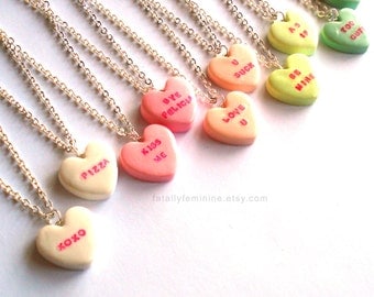 Items similar to Conversation Heart Necklace Valentines Day Necklace ...