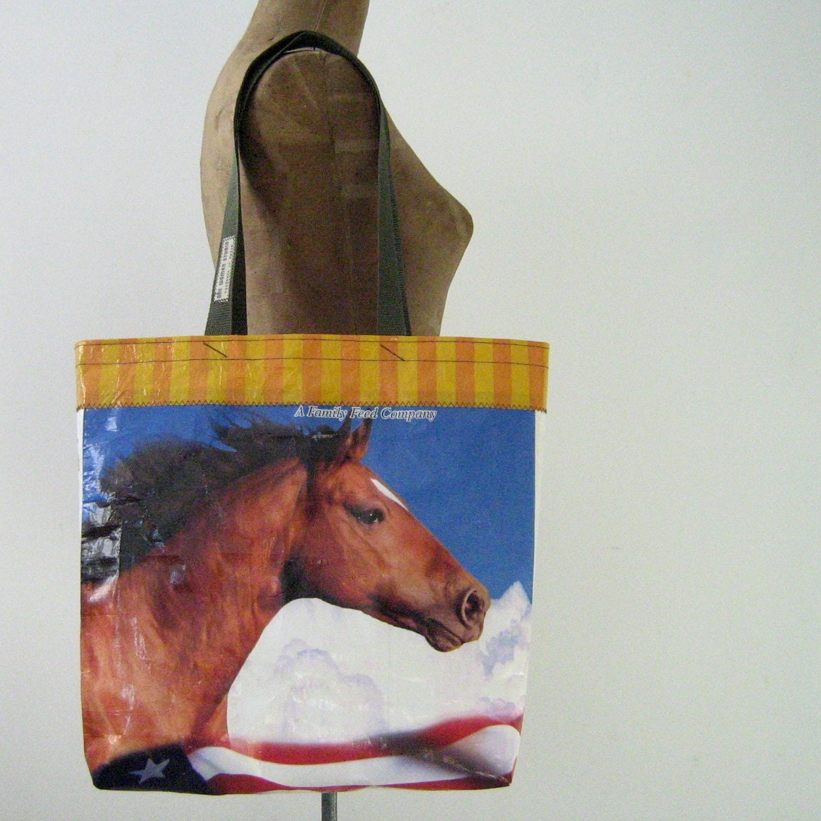 Upcycled Horse Feed Bag Tote eco-friendly and made in Maine