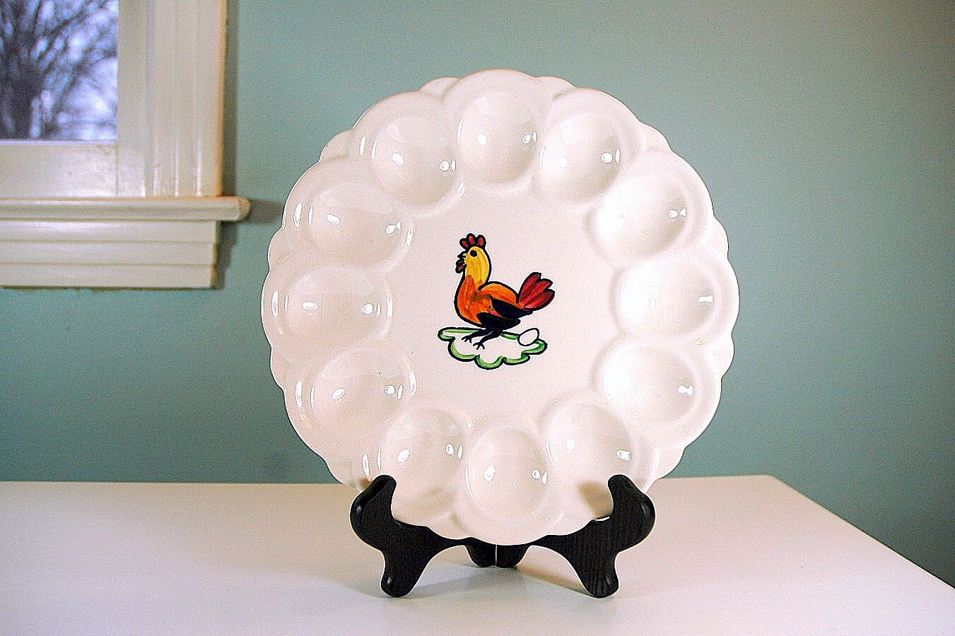 Blue Ridge Pottery Rooster Egg Plate PV Hen Southern Pottery