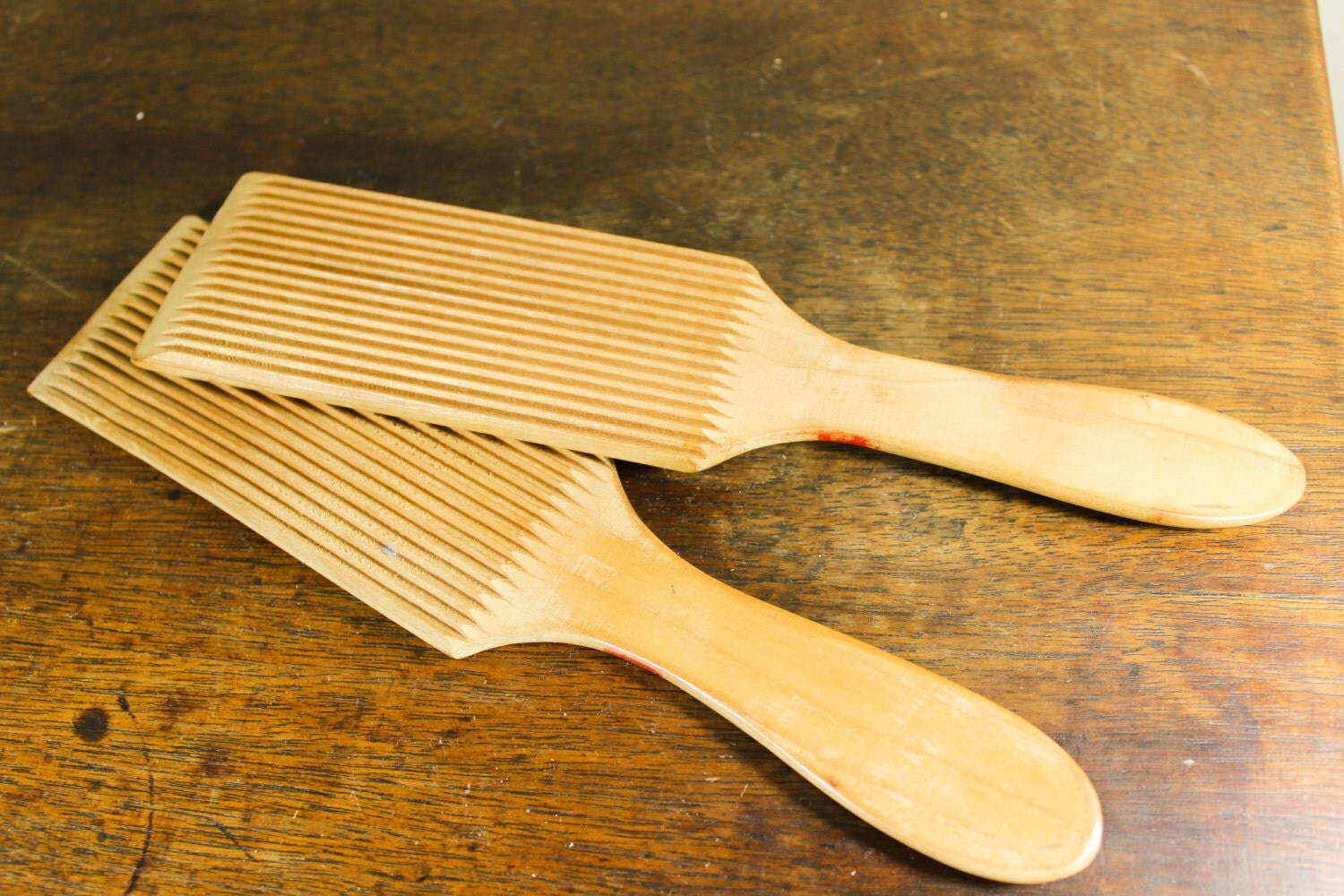 Vintage Ribbed Butter Paddles Wood Grooved Paddle Antique