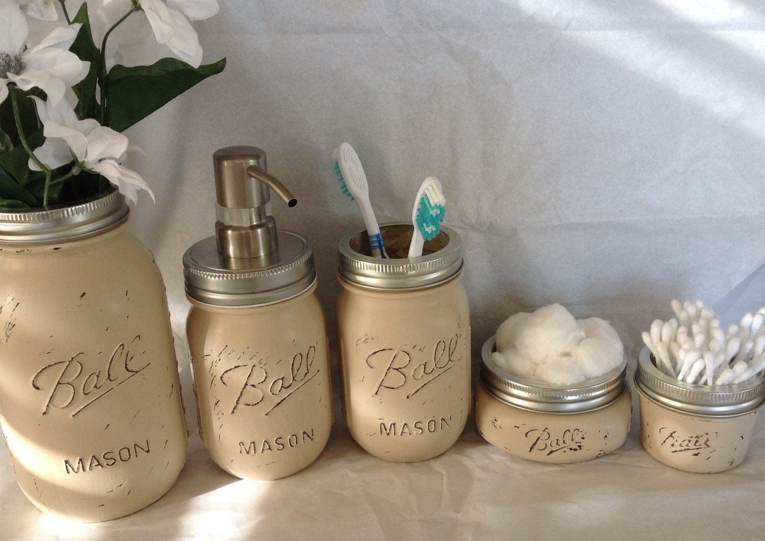 vintage bathroom set. Shabby chic. by LightandJoyCandles on Etsy