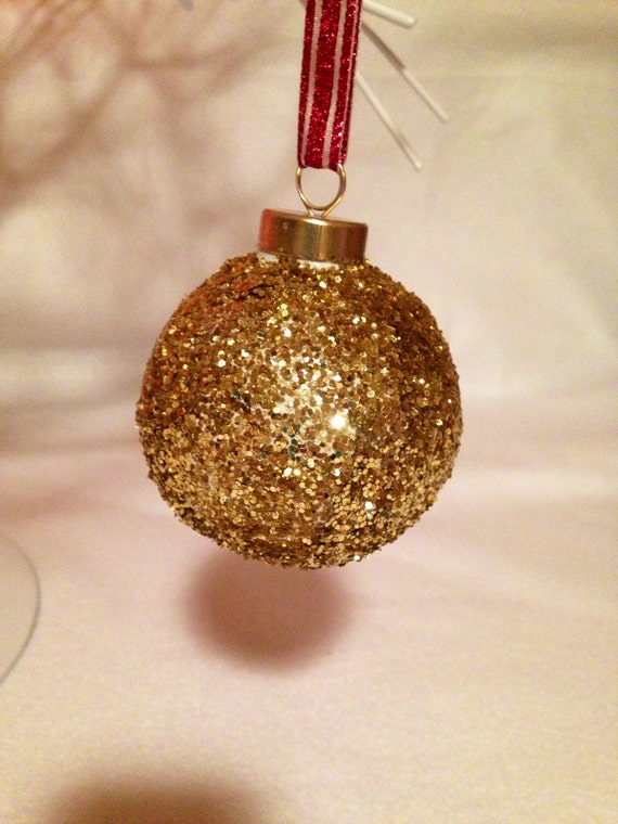 Gold Glitter Ornament Glitter Christmas Ornament Gold