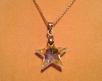 Items similar to Silver and Swarovski Crystal Necklace on Etsy
