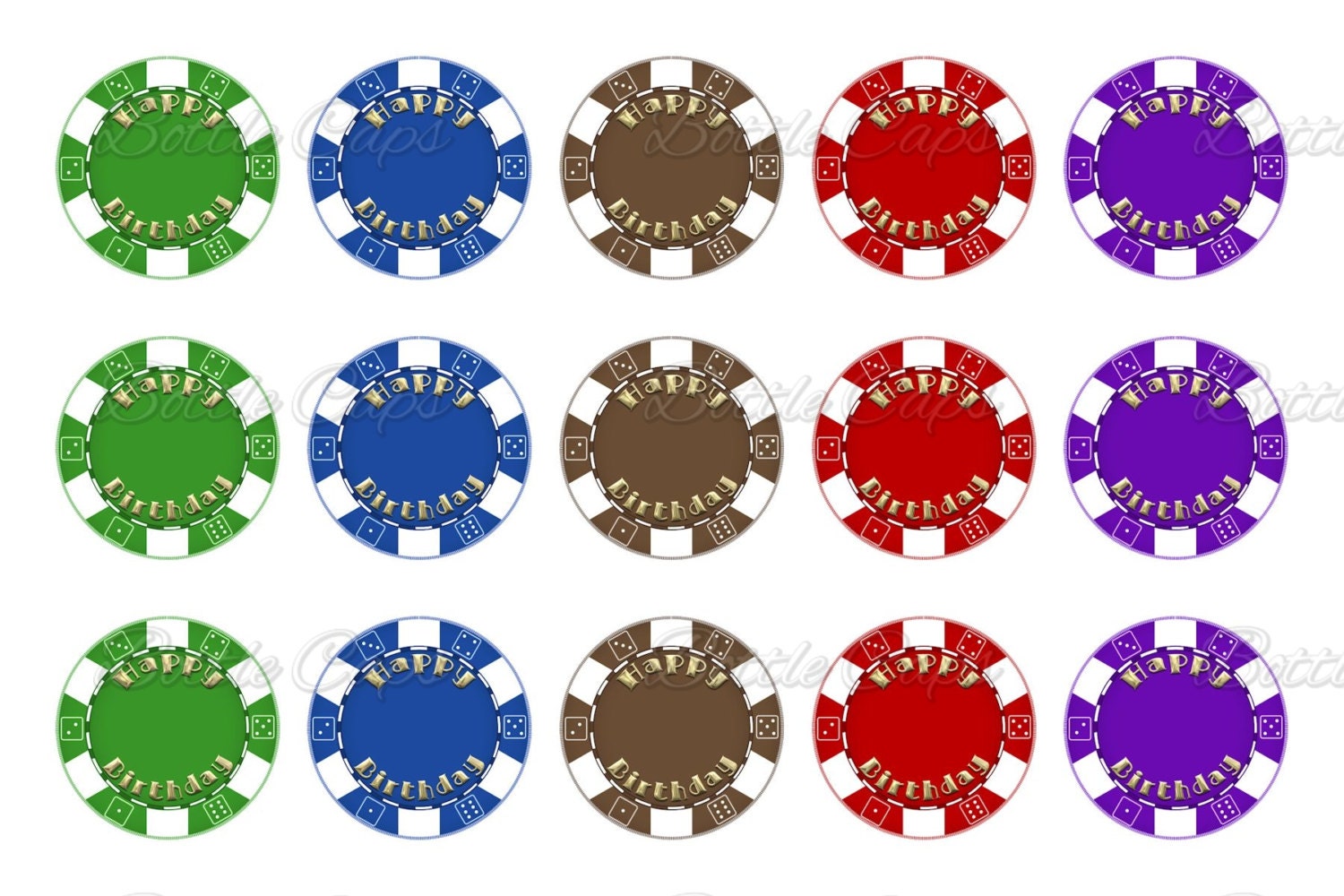 Happy Birthday Poker Chips Editable Bottle Cap by BottleCapsByEli
