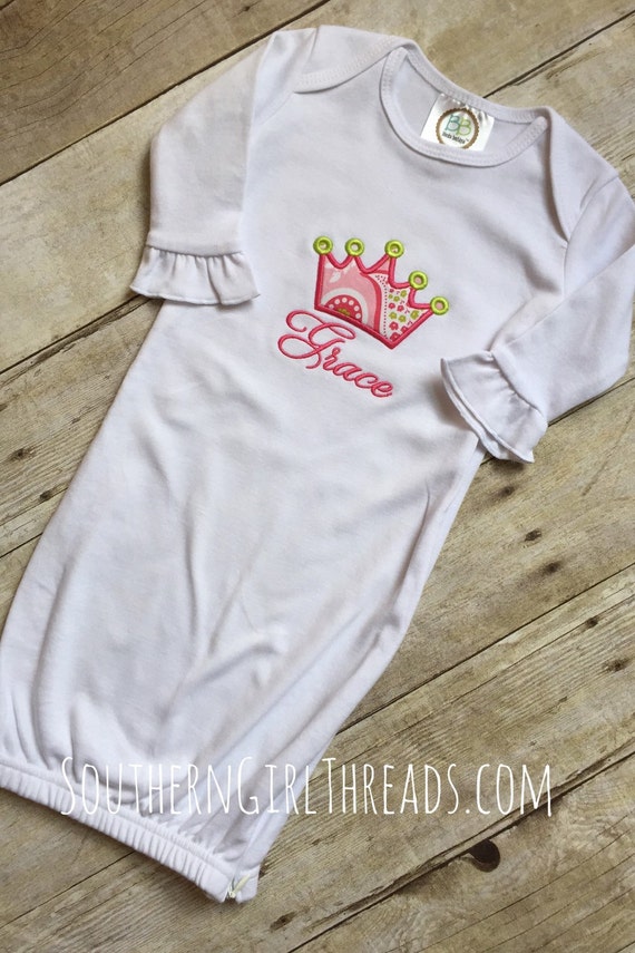 Monogrammed Baby Gown Monogrammed Ruffle By Southerngirlthreads