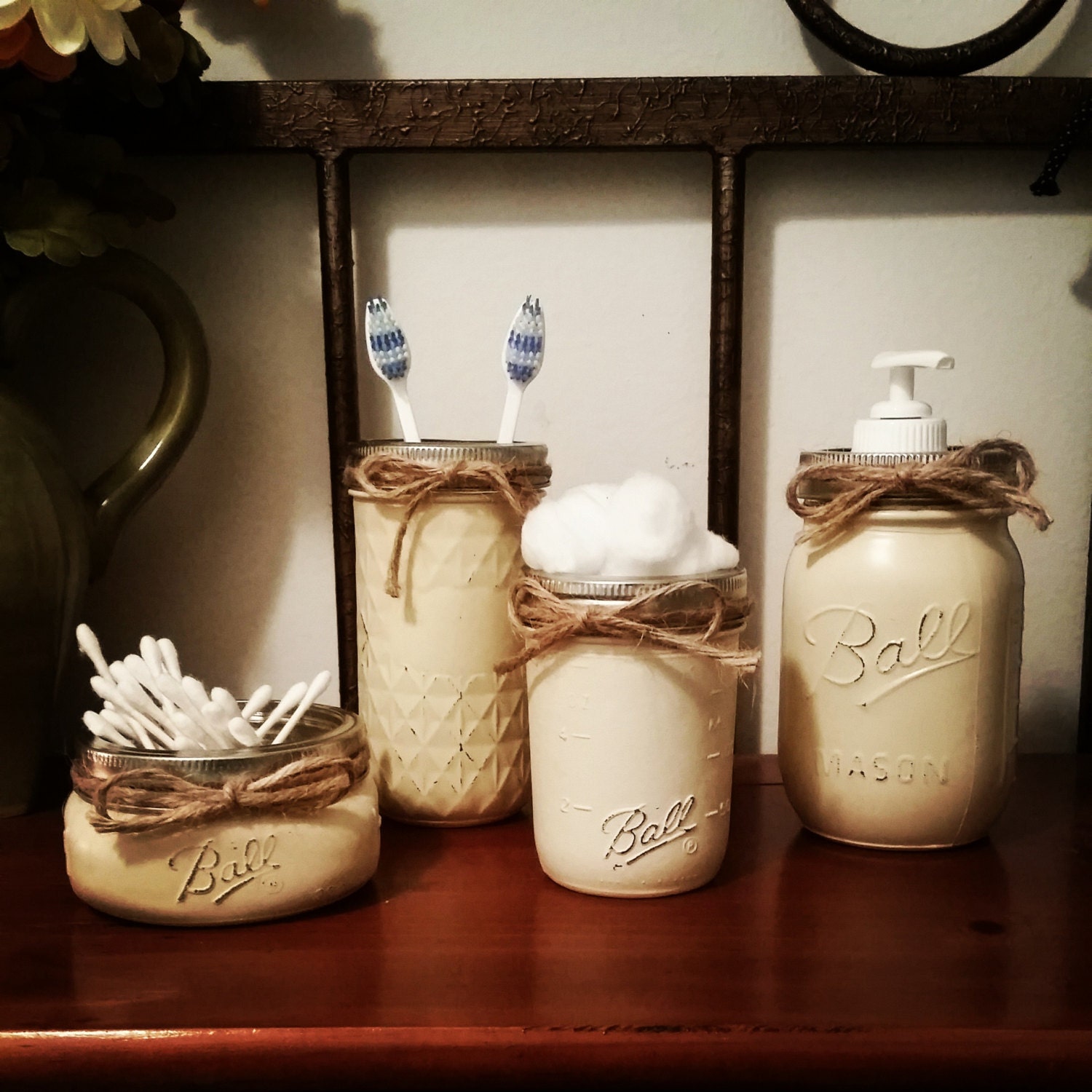 Rustic Home  Decor  Mason  Jar  Bathroom Set by TheRusticThorn 