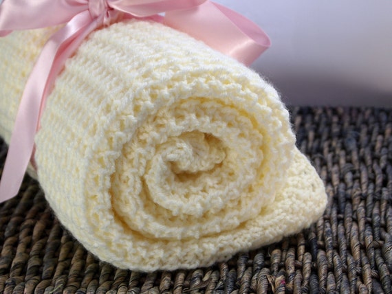 Soft knit baby blanket, handmade baby blanket, baby products, soft baby bedding, children clothing, easy baby knits, etsy knits, cream white