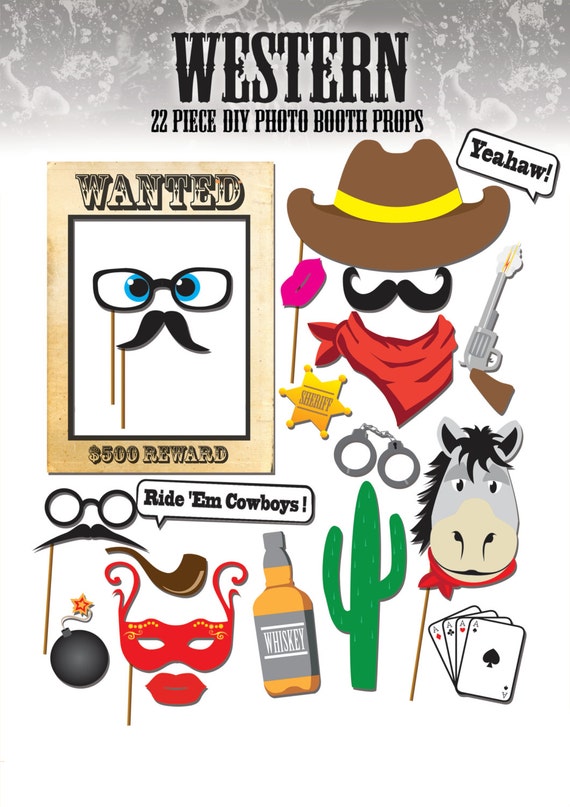 Items similar to Western Printable Photo Booth Props on Etsy