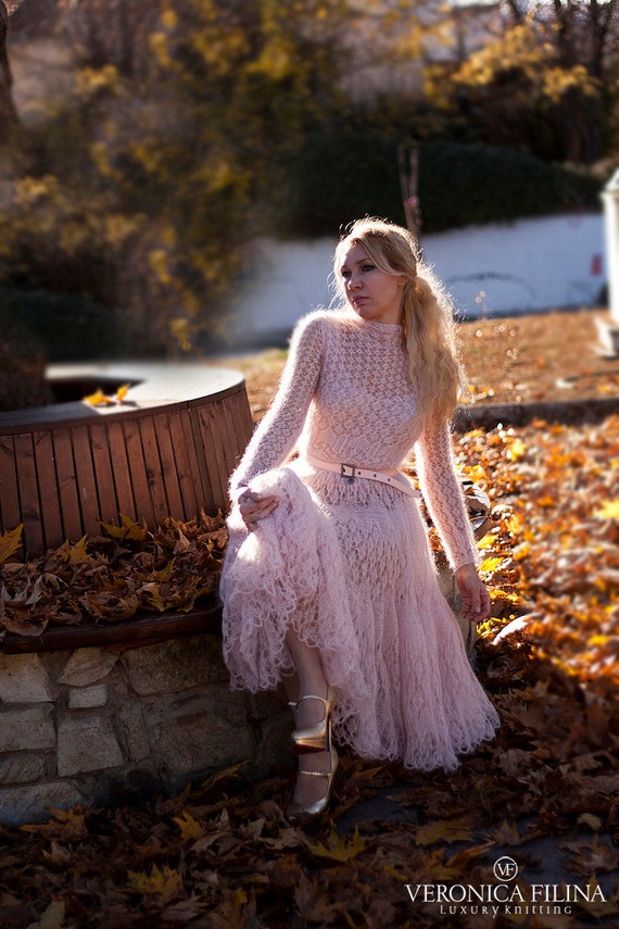 Items similar to hand knitted mohairsilk lace dress on Etsy