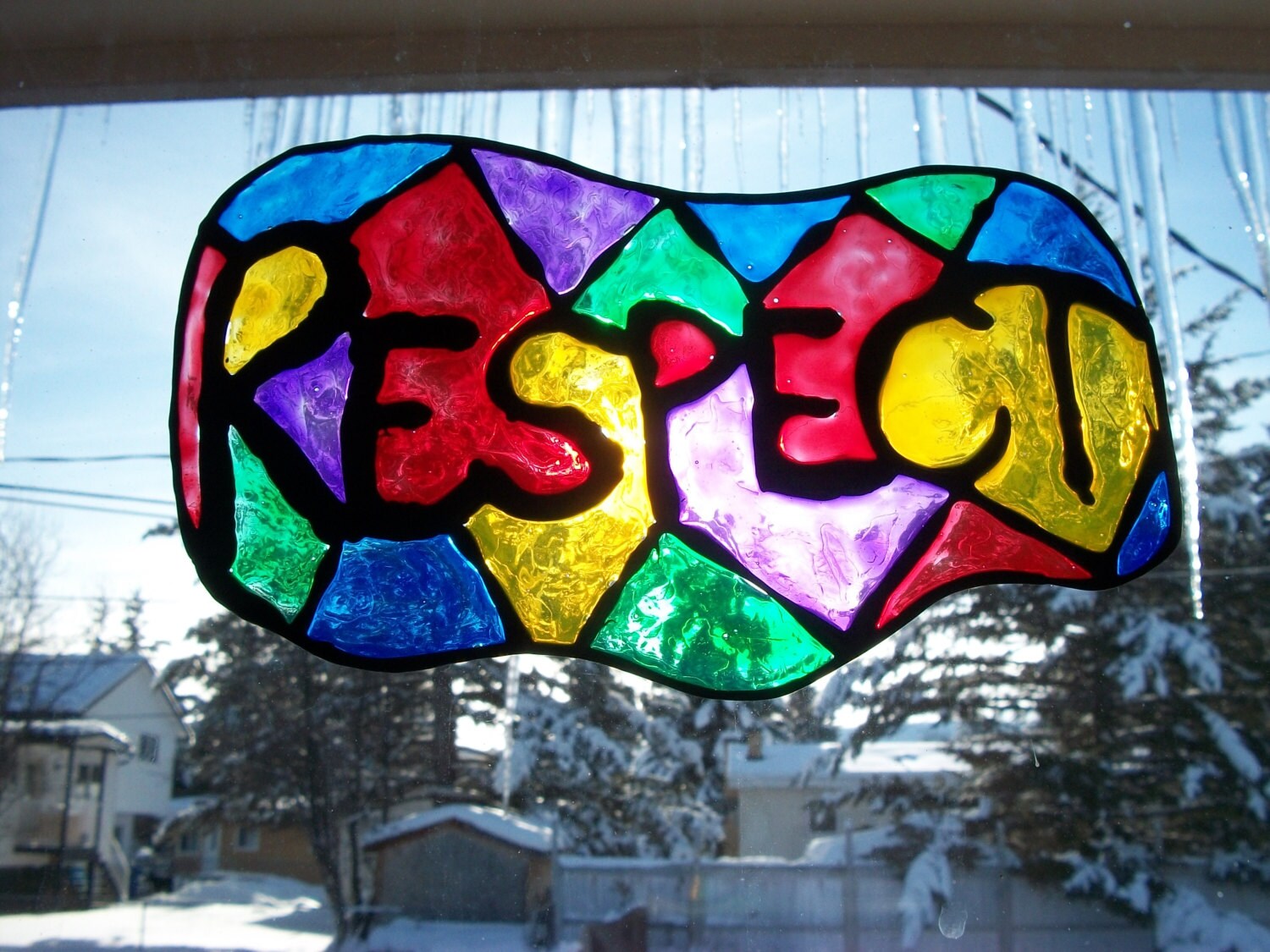 Hand Painted Stained Glass Window Cling Suncatcher 6 Inch