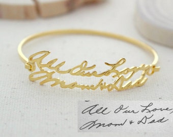Handwriting Jewelry • Memorial Signature Bangle • Personalized Signature Bracelet • Sympathy Gift • Keepsake Jewelry • MOTHERS GIFT • BH05