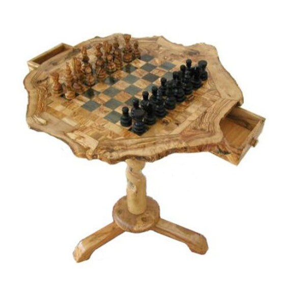 Olive wood rustic chess board 20 Inch with by TunisianHandCraft