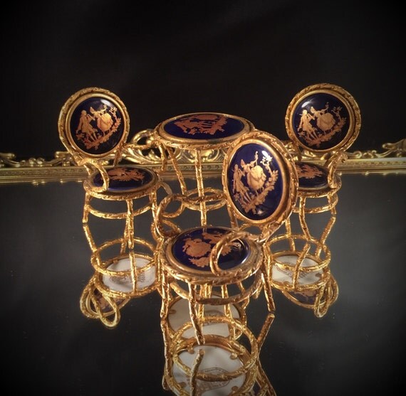 Vintage LIMOGES france dining set Royal Blue cobalt veritable