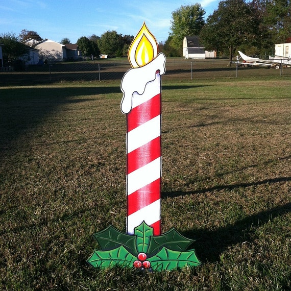 Items similar to Fancy Candle Stick with Holly Leaves and Berries on Etsy