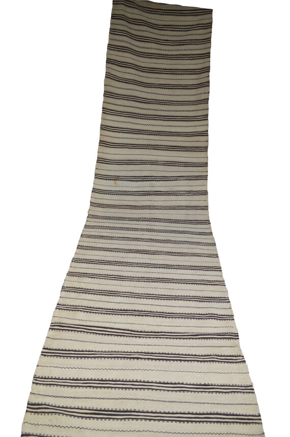 Long Black and white Tribal Handmade Runner by TEKKARUG on Etsy