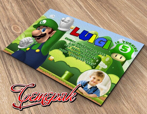 Super Luigi Invitation-Birthday Invitation-Printable by Cemepak