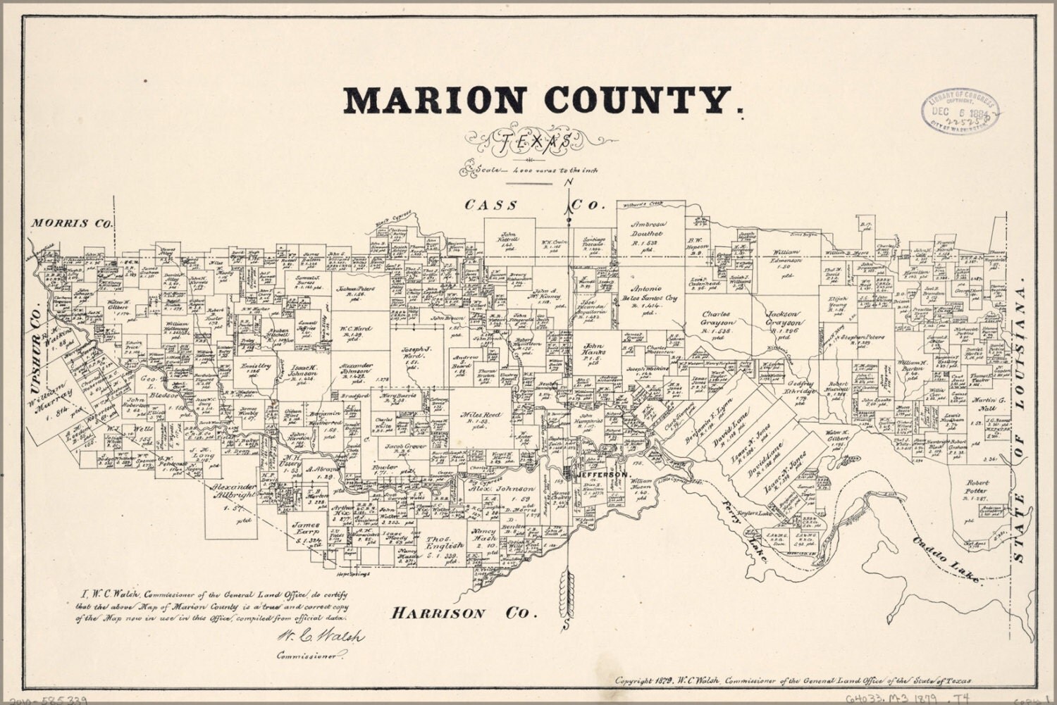24x36 Poster Map Of Marion County Texas 1879 by LivingOnPrint