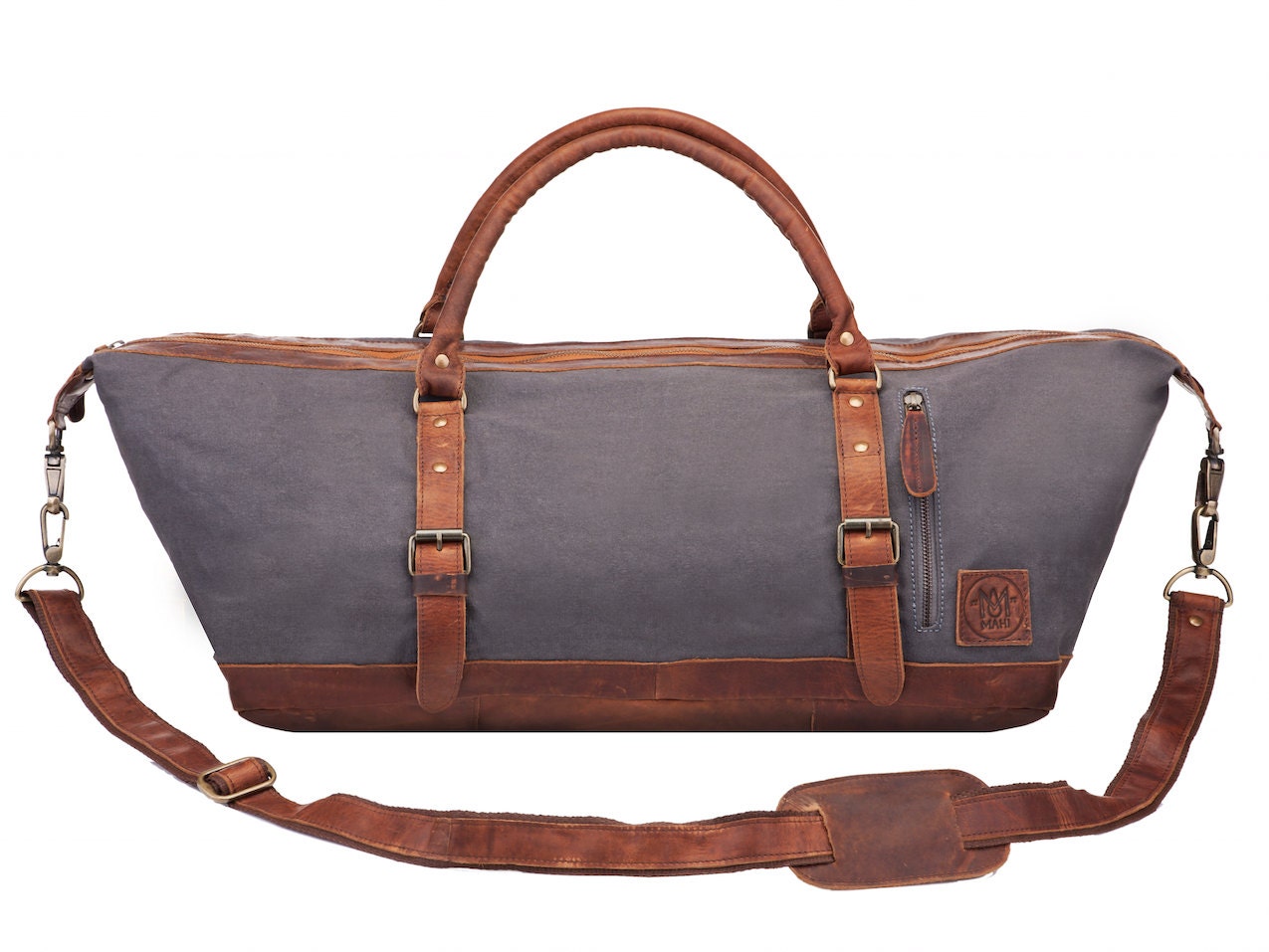 Canvas Leather Duffle Bag Overnight Bag Weekend Bag in