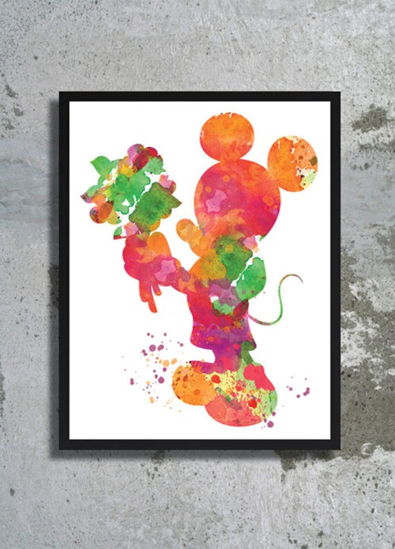 Mickey Mouse Watercolor Print Mickey Painting Mickey Mouse