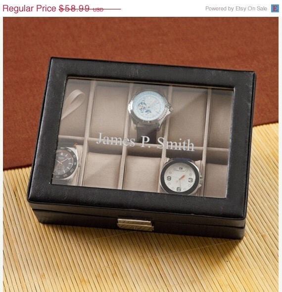 Personalized Mens Leather Watch Case Box Engraved Watch Box birthday ...