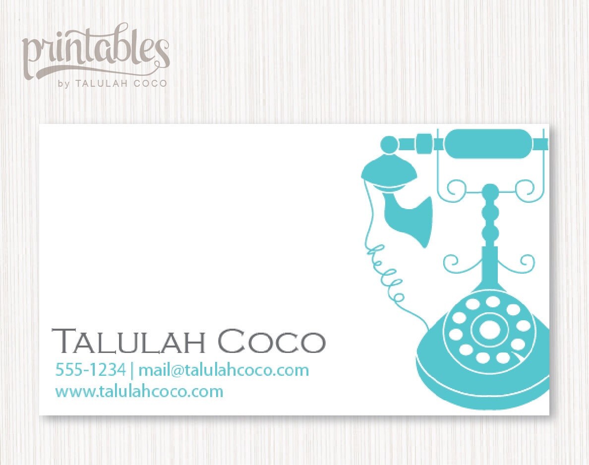 Vintage Phone Business / Calling Cards Blue Printable Retro