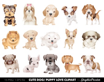 Dog Clipart Puppy Clipart cute dogs clip art puppy clipart dog illustration For Personal and Commercial Use/ INSTANT DOWNLOAD