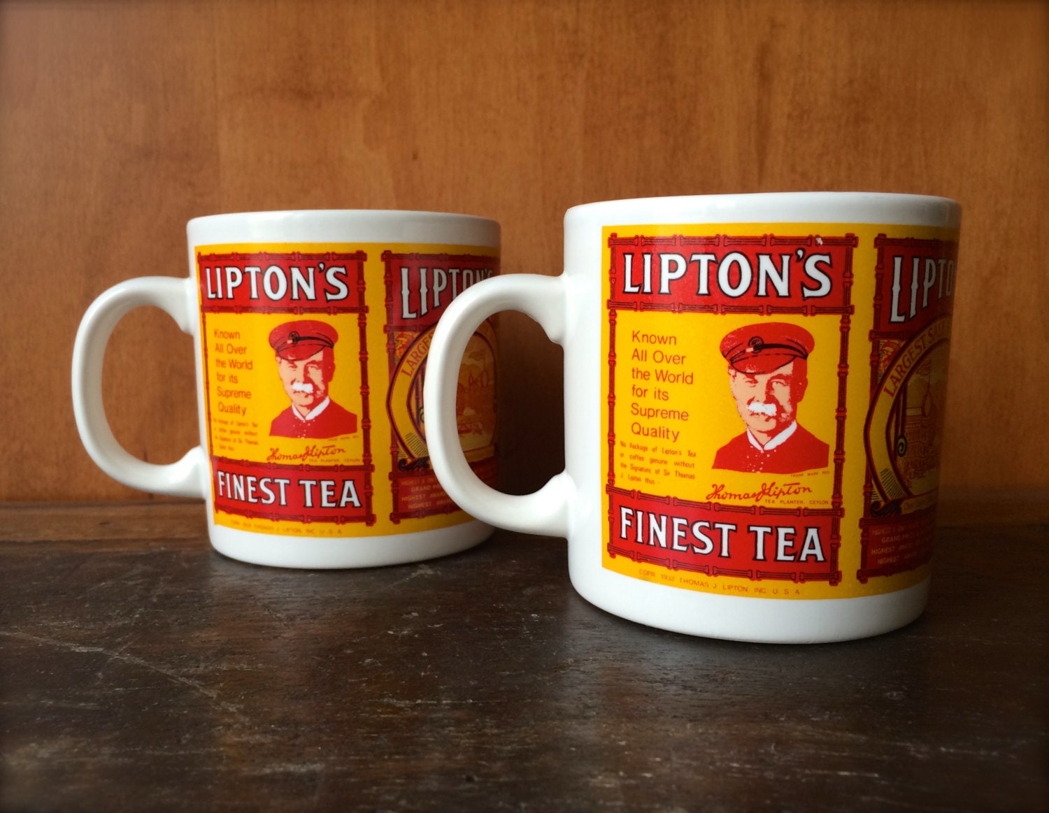 Lipton Tea Porcelain Mugs English Tea Mugs by HoneyBeeHillVintage