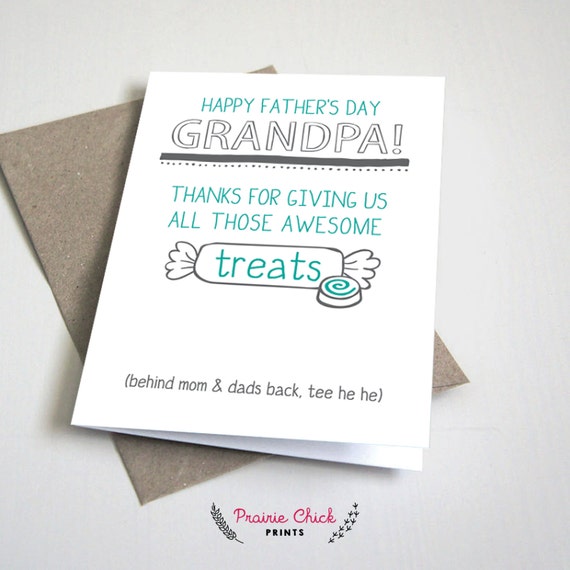 Happy Fathers Day Grandpa CARD Funny Teal And Grey 5x7
