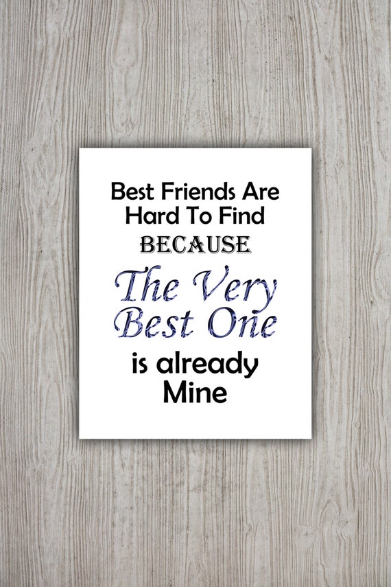 Best Friend Print Best Friend Quote Deep Blue BFF Gifts For
