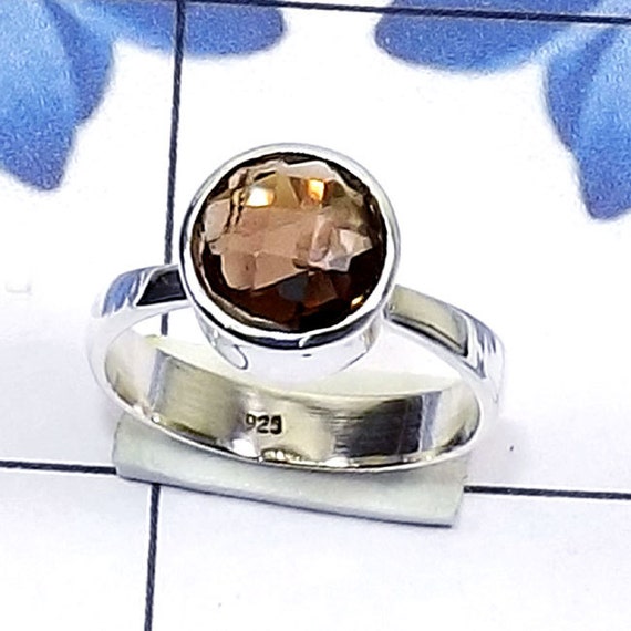 smoky quartz ring - anniversary ring, 925 Sterling Silver, Solid ...