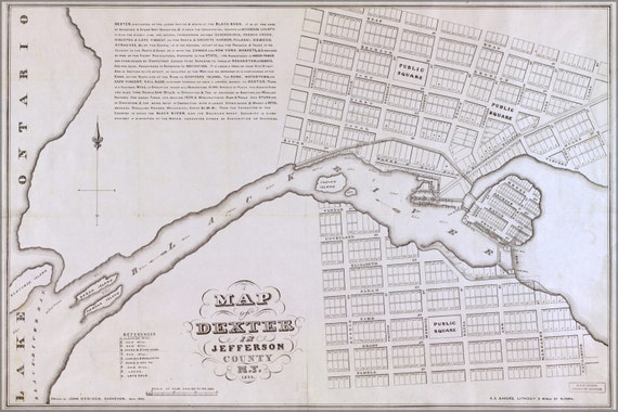24x36 Poster Map Of Dexter New York State 1836