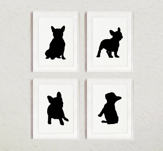 French Bulldog Silhouettes set of 4 Frenchie Sign by Silhouetown