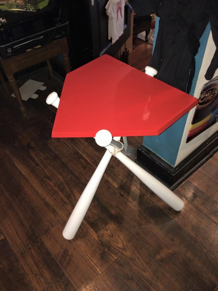 Team Color Baseball Bat End Tables Real Wood by KrossBatTables